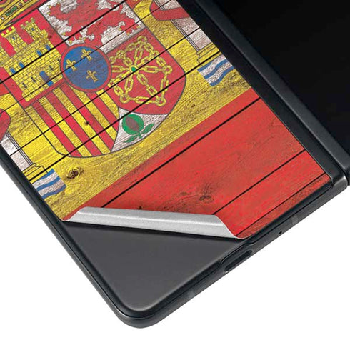 Spain Flag Dark Wood Galaxy Z Fold3 5G Skin