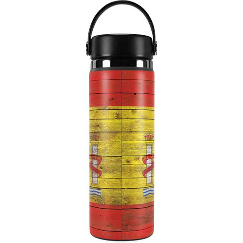 Spain Flag Dark Wood Hydro Flask 20oz Wide Mouth Skin