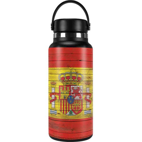 Spain Flag Dark Wood Hydro Flask 32oz Wide Mouth Skin
