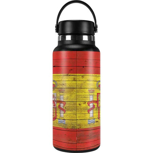 Spain Flag Dark Wood Hydro Flask 32oz Wide Mouth Skin