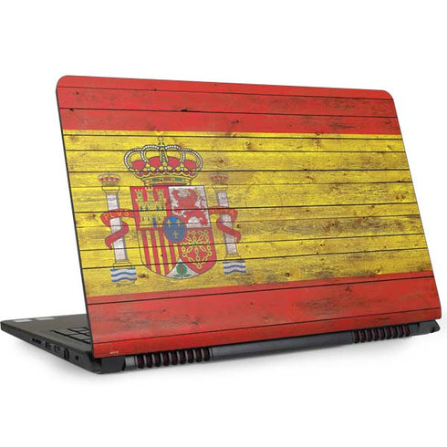 Spain Flag Dark Wood Dell Inspiron Skin