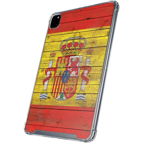 Spain Flag Dark Wood iPad Pro 12.9in (2020) Clear Case