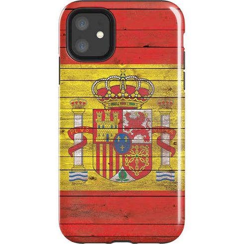Spain Flag Dark Wood iPhone 11 Impact Case