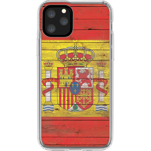 Spain Flag Dark Wood iPhone 11 Pro Clear Case