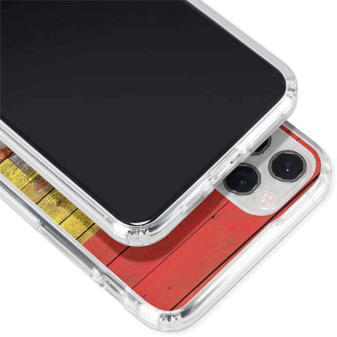 Spain Flag Dark Wood iPhone 11 Pro Clear Case