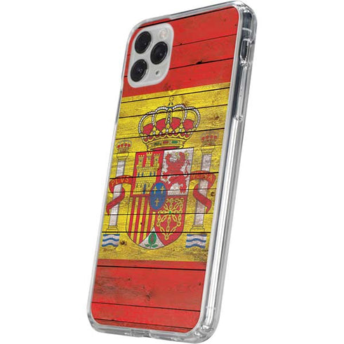 Spain Flag Dark Wood iPhone 11 Pro Clear Case