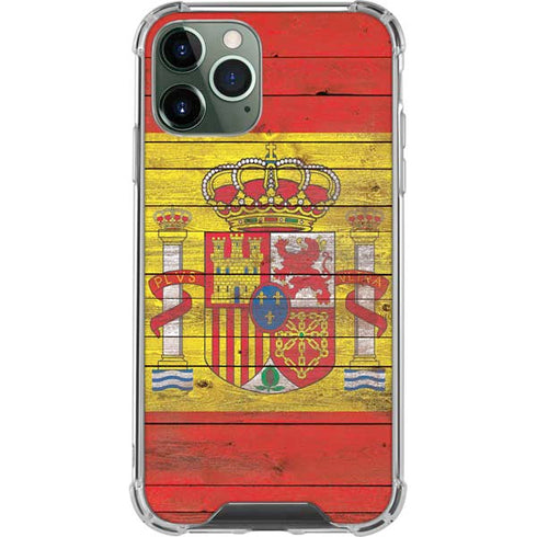 Spain Flag Dark Wood iPhone 11 Pro Max Clear Case