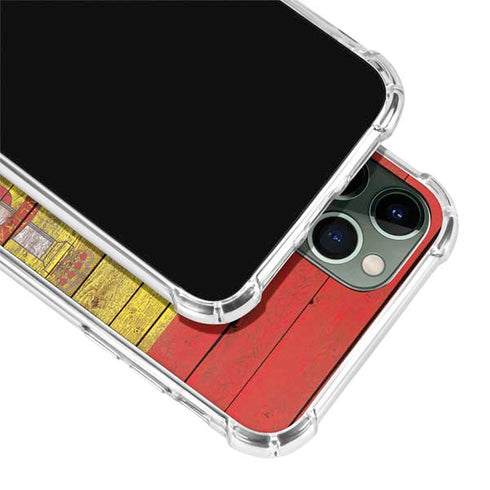 Spain Flag Dark Wood iPhone 11 Pro Max Clear Case