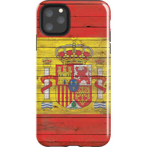 Spain Flag Dark Wood iPhone 11 Pro Max Impact Case