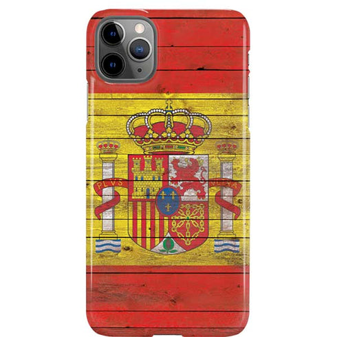 Spain Flag Dark Wood iPhone 11 Pro Max Lite Case