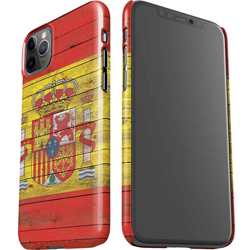 Spain Flag Dark Wood iPhone 11 Pro Max Lite Case