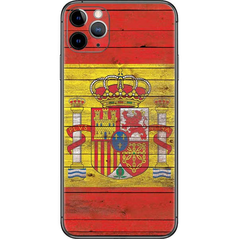 Spain Flag Dark Wood iPhone 11 Pro Max Skin