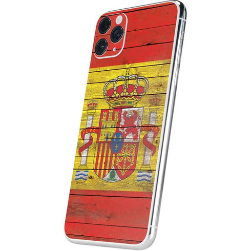 Spain Flag Dark Wood iPhone 11 Pro Max Skin
