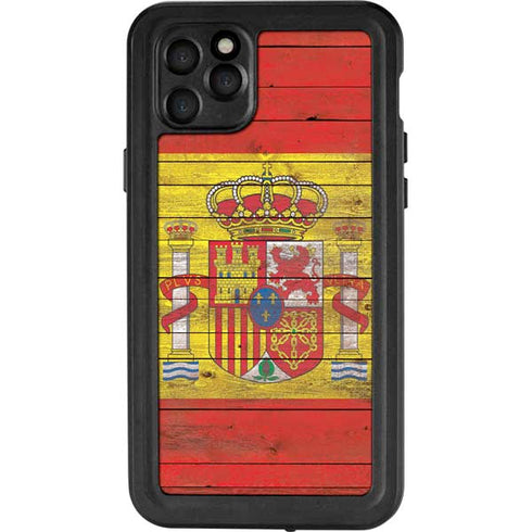 Spain Flag Dark Wood iPhone 11 Pro Max Waterproof Case