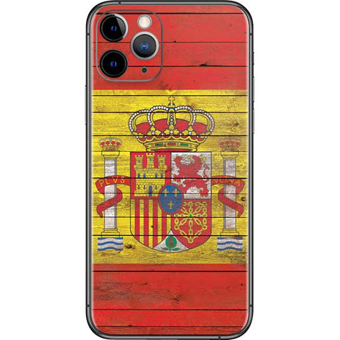 Spain Flag Dark Wood iPhone 11 Pro Skin