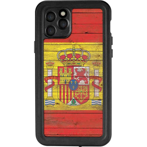 Spain Flag Dark Wood iPhone 11 Pro Waterproof Case