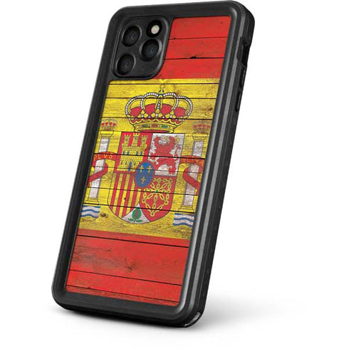 Spain Flag Dark Wood iPhone 11 Pro Waterproof Case