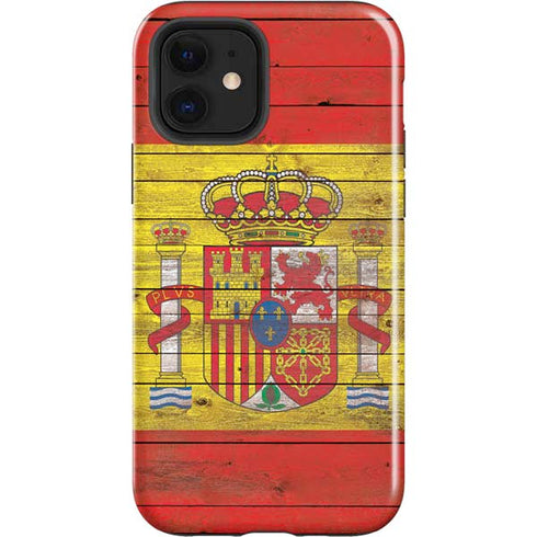 Spain Flag Dark Wood iPhone 12 Impact Case