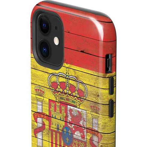 Spain Flag Dark Wood iPhone 12 Impact Case