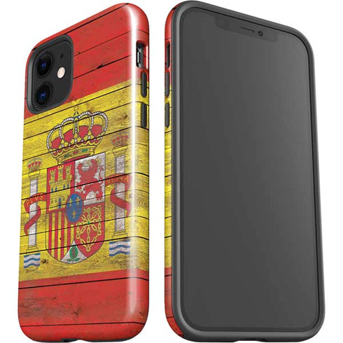 Spain Flag Dark Wood iPhone 12 Impact Case