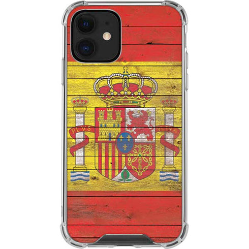 Spain Flag Dark Wood iPhone 12 Mini Clear Case