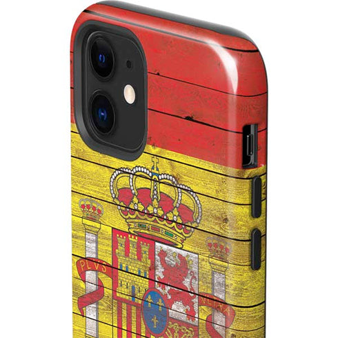 Spain Flag Dark Wood iPhone 12 Mini Impact Case