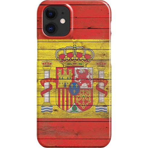 Spain Flag Dark Wood iPhone 12 Mini Lite Case