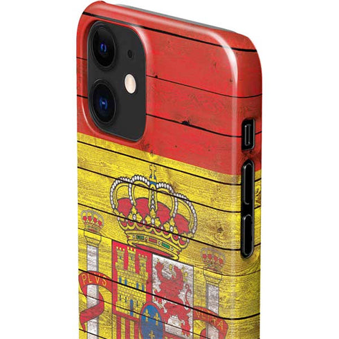 Spain Flag Dark Wood iPhone 12 Mini Lite Case
