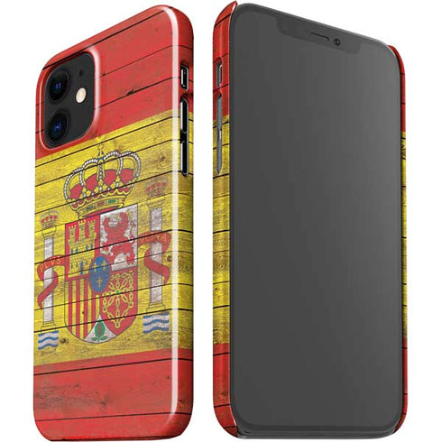 Spain Flag Dark Wood iPhone 12 Mini Lite Case