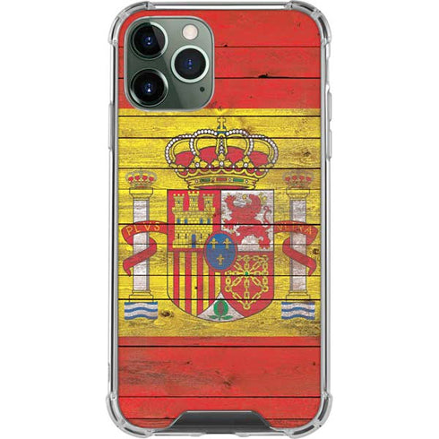 Spain Flag Dark Wood iPhone 12 Pro Clear Case