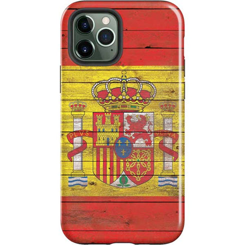 Spain Flag Dark Wood iPhone 12 Pro Impact Case