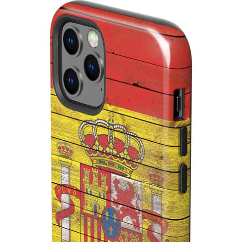 Spain Flag Dark Wood iPhone 12 Pro Impact Case