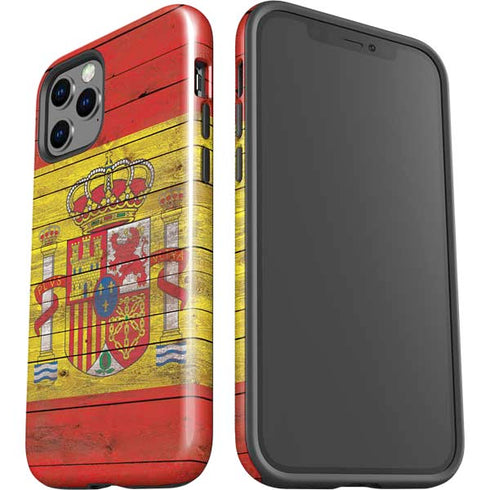 Spain Flag Dark Wood iPhone 12 Pro Impact Case