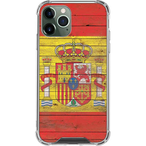 Spain Flag Dark Wood iPhone 12 Pro Max Clear Case