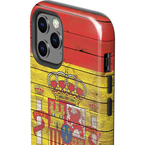 Spain Flag Dark Wood iPhone 12 Pro Max Impact Case
