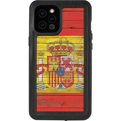 Spain Flag Dark Wood iPhone 12 Pro Max Waterproof Case