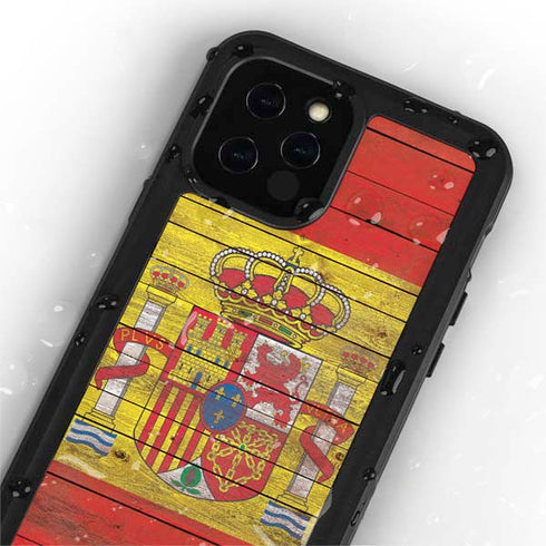 Spain Flag Dark Wood iPhone 12 Pro Max Waterproof Case