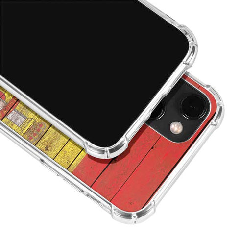 Spain Flag Dark Wood iPhone 13 Clear Case