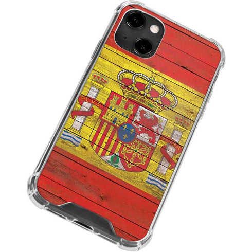Spain Flag Dark Wood iPhone 13 Clear Case