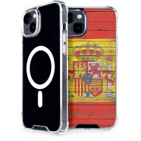 Spain Flag Dark Wood iPhone 13 MagSafe Case