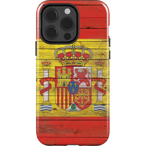 Spain Flag Dark Wood iPhone 13 Pro Impact Case