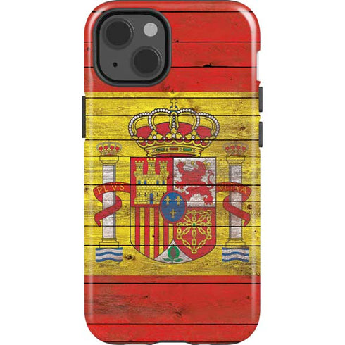 Spain Flag Dark Wood iPhone 14 Impact Case
