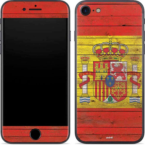Spain Flag Dark Wood iPhone 7 Skin