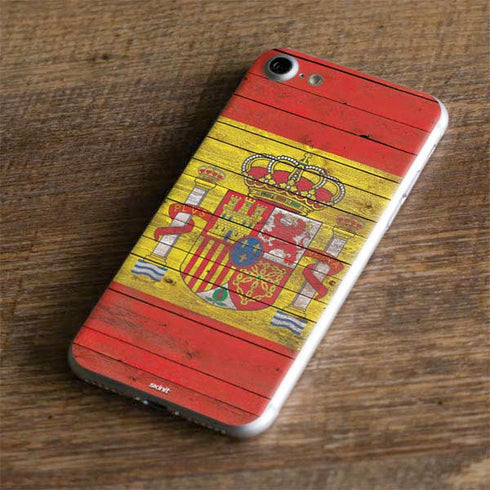 Spain Flag Dark Wood iPhone 7 Skin