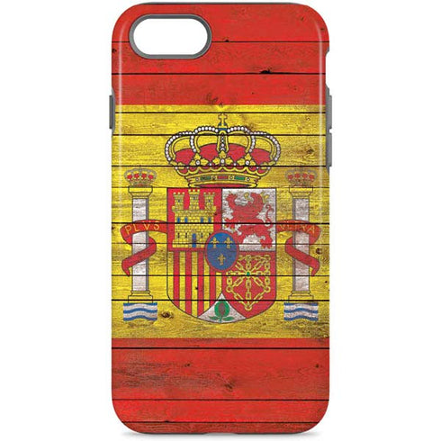 Spain Flag Dark Wood iPhone 8 Pro Case