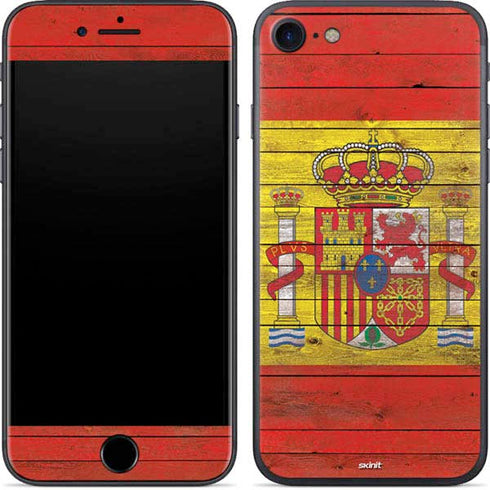 Spain Flag Dark Wood iPhone 8 Skin