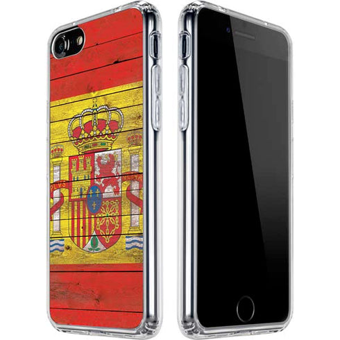 Spain Flag Dark Wood iPhone SE (2nd & 3rd Gen) Clear Case