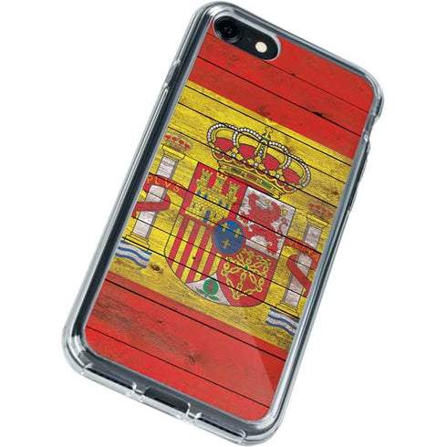 Spain Flag Dark Wood iPhone SE (2nd & 3rd Gen) Clear Case