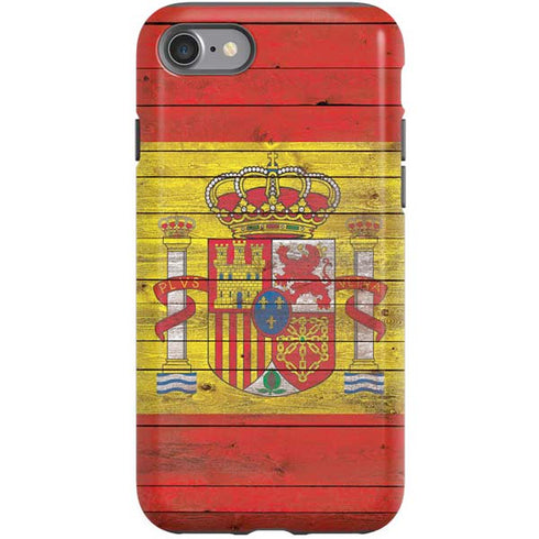 Spain Flag Dark Wood iPhone SE (2nd & 3rd Gen) Pro Case