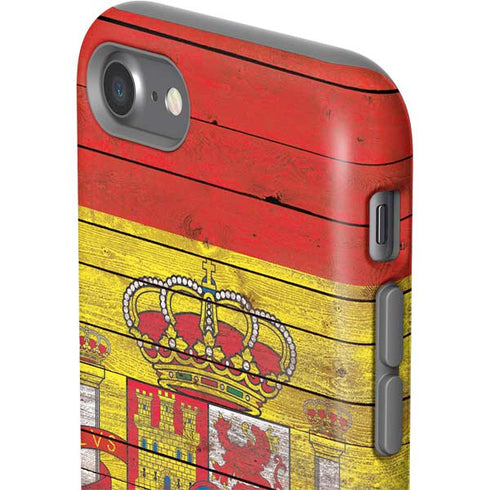 Spain Flag Dark Wood iPhone SE (2nd & 3rd Gen) Pro Case
